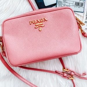 Prada saffiano crossbody pink bag